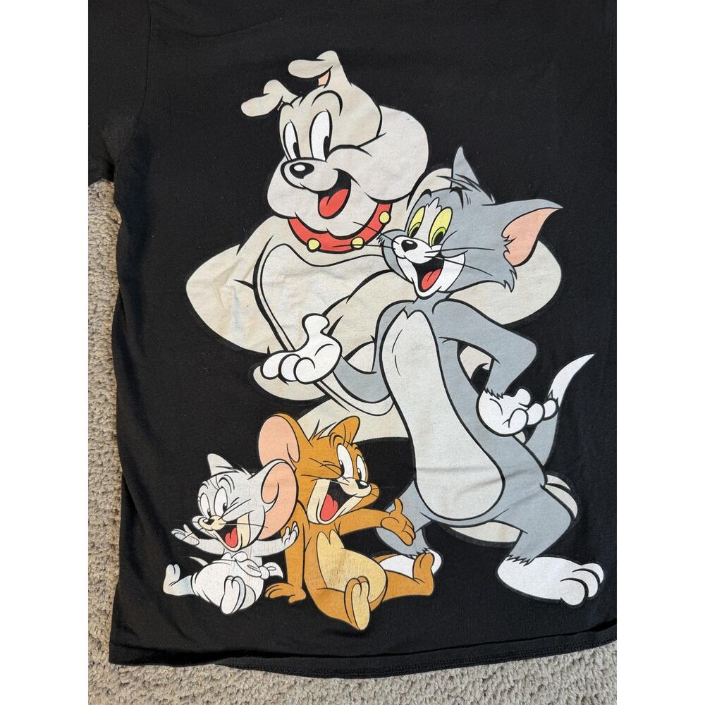 Tom And Jerry Shirt Mens M Black Tom Jerry Cartoon Graphic Crew Neck Cotton - Picture 4 of 12